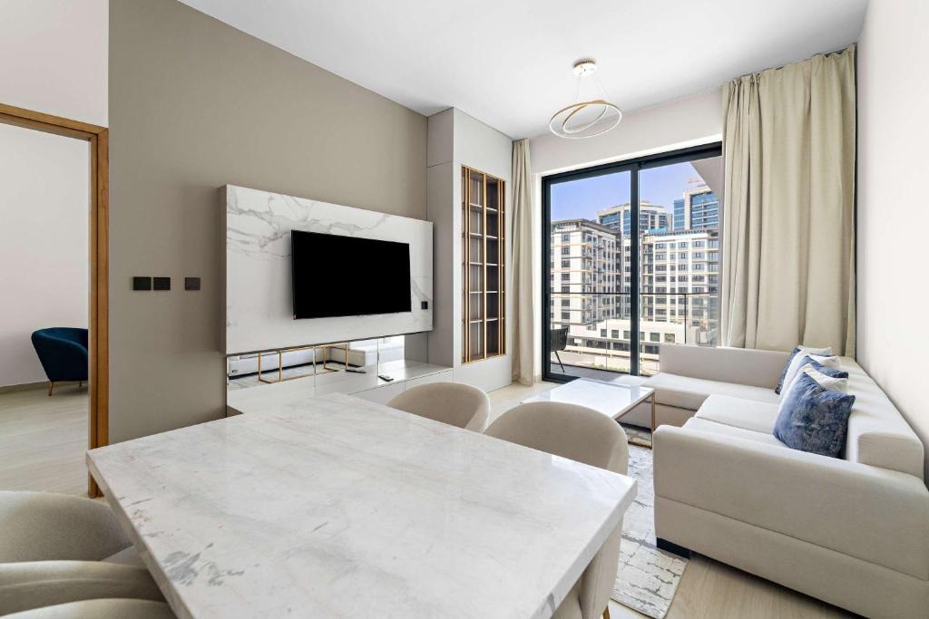 Al Barsha Apartment | New 1-Bedroom in Prime Gardens with pool and gym