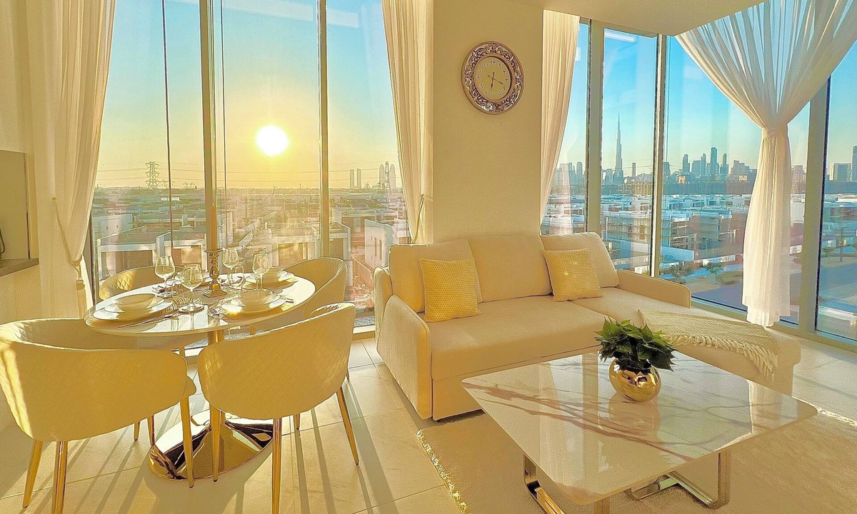 Nad Al Sheba Apartment | New Luxury Apt: Burj Khalifa, Sunset & Lagoon view