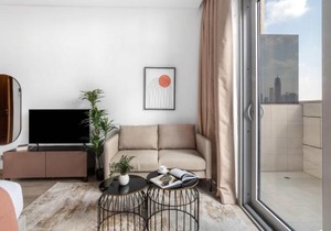 Silkhaus modern studio with Burj Khalifa view in DIFC