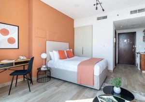 Silkhaus modern studio with Burj Khalifa view in DIFC