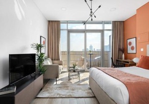 Silkhaus modern studio with Burj Khalifa view in DIFC
