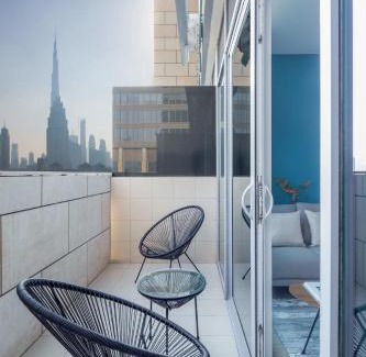 Bur Dubai Apartment | Silkhaus refurbished studio with Burj Khalifa view in DIFC
