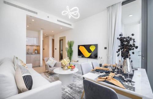 Dubai Apartment | Vogue Elegant Sobha Hartland one bedroom Apartment with kids room, near Downtown with Pool & Gym Access