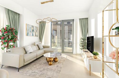 Al Safa Apartment | Elegant 1BR Apt with Balcony Views of Burj Khalifa & Dubai Canal