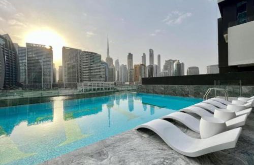 Business Bay Apartment | HAVN - Studio in Business Bay, Burj Khalifa View
