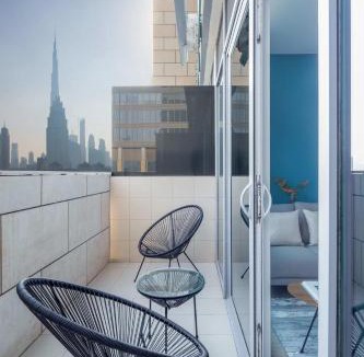 Bur Dubai Apartment | Silkhaus refurbished studio with Burj Khalifa view in DIFC