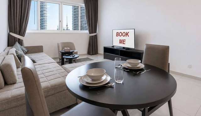Free housekeeping visits during your stay - Stayshort - Chic 1BR JVC Apartment with Balcony & Modern Interiors