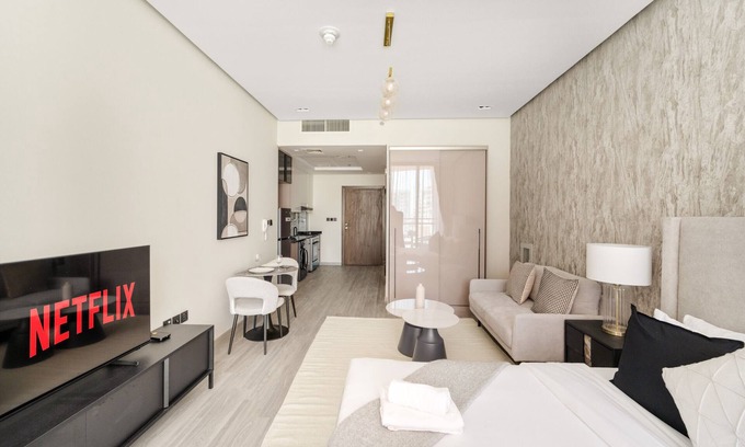 Dubai Apartment | Stylish Studio with Pool View in Silicon Oasis
